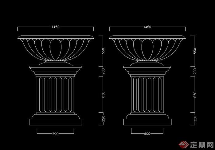 29个欧式室内外花盆设计CAD立面图(3)