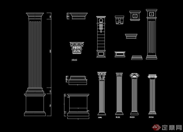 欧式多款常用室内装饰柱体设计CAD图(2)