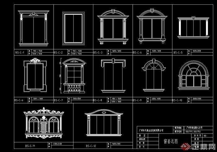 多款欧式门窗、饰线、柱体建筑构件设计CAD图(2)