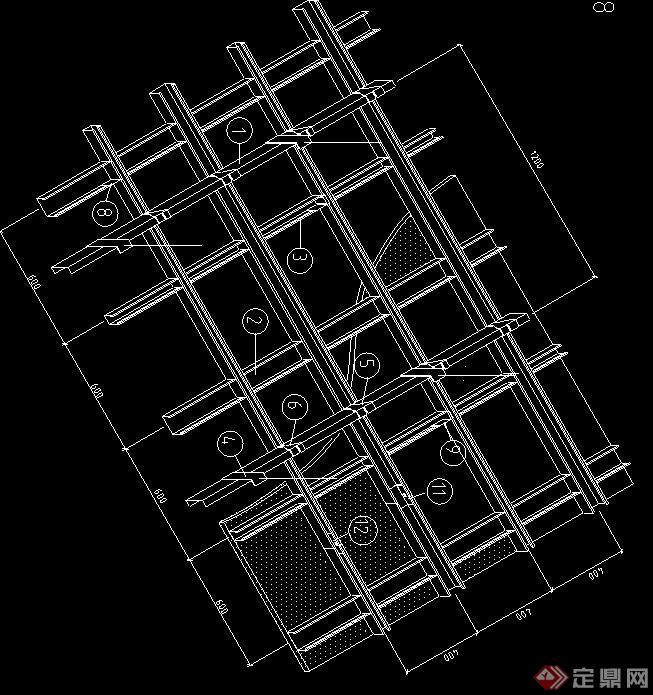 多款建筑节点中式吊顶设计CAD施工图(8)