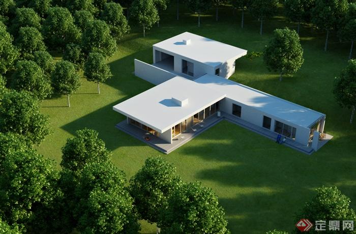 一栋单层别墅建筑设计3DMAX模型