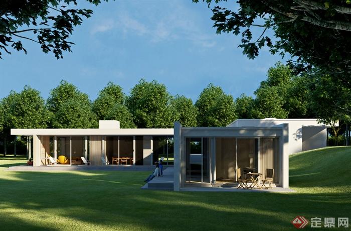 一栋单层别墅建筑设计3DMAX模型