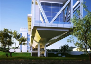 现代风格创意别墅建筑设计3dmax模型（含效果）