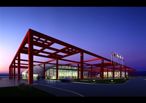 现代风格机场建筑设计3dmax模型（含效果图）