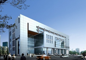 某办公楼建筑设计3DMAX模型（附效果图）