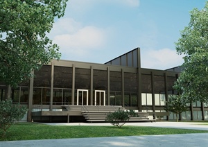 现代风格展览馆建筑设计3dmax模型