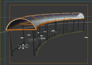 某现代风格弧形长廊3dmax模型