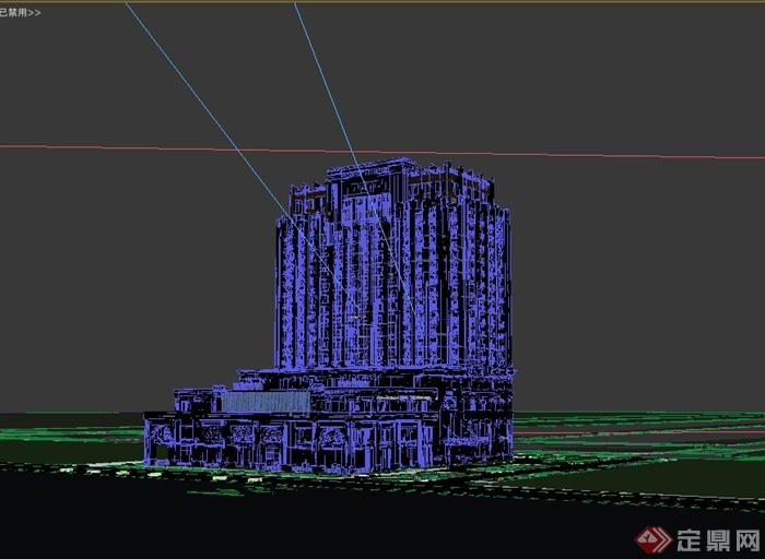 某現代高層酒店建築設計3dmax模型