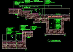 园林景观水景池及水渠断面详图