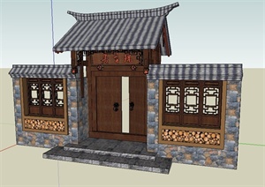 古典中式大门设计SU(草图大师)模型