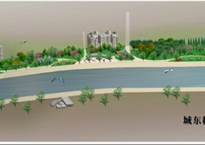 某滨河公园景观设计施工图（含效果图）
