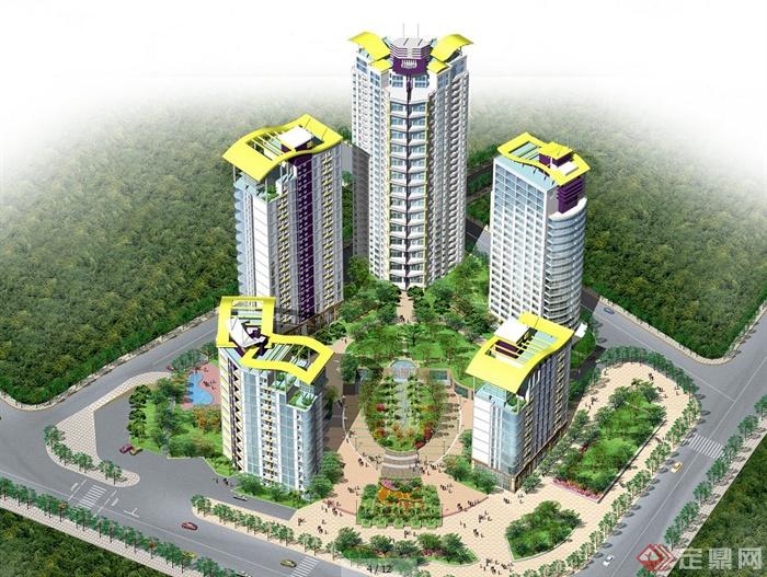 重庆某高层小区建筑景观设计施工图（含效果图）(3)