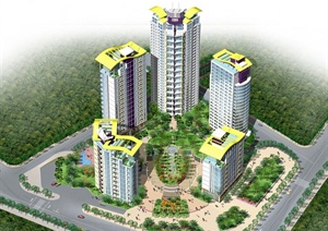 重庆某高层小区建筑景观设计施工图（含效果图）