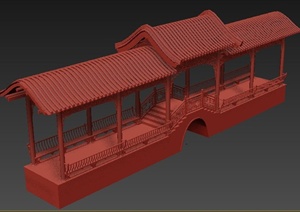 中式风格廊桥3dmax模型