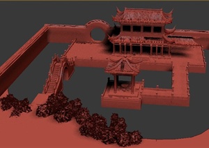 中式风格古典园林景观设计3dmax模型