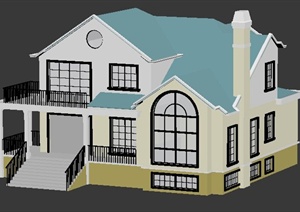 两栋欧式风格小别墅建筑设计3dmax模型