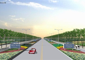 浦江市迎宾大道绿化设计方案（含3D+cad+效果图）
