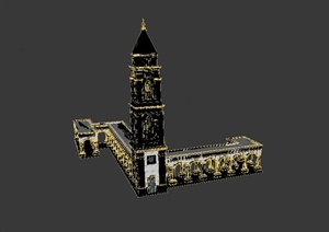 某欧式风格钟楼与廊架设计3DMAX模型