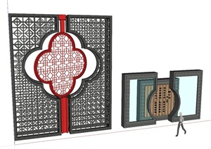 八个中式景墙设计SU(草图大师)模型