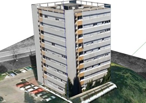 公寓大楼建筑设计SU(草图大师)模型