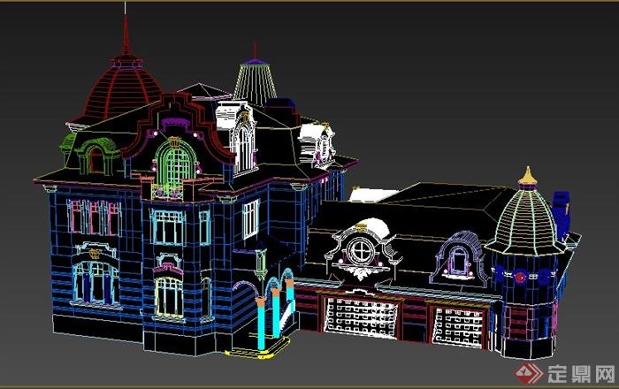 欧式风格豪华别墅建筑设计3dmax模型(1)