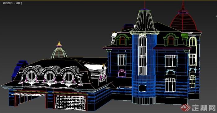 欧式风格豪华别墅建筑设计3dmax模型(2)