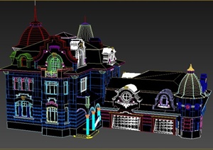 欧式风格豪华别墅建筑设计3dmax模型