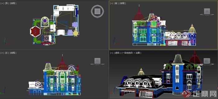 欧式风格豪华别墅建筑设计3dmax模型(3)