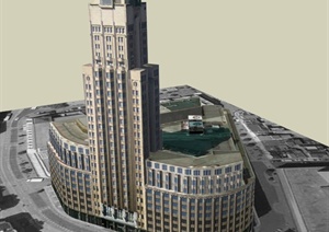办公大楼建筑设计SU(草图大师)模型