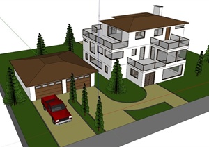 私家别墅建筑设计SU(草图大师)模型