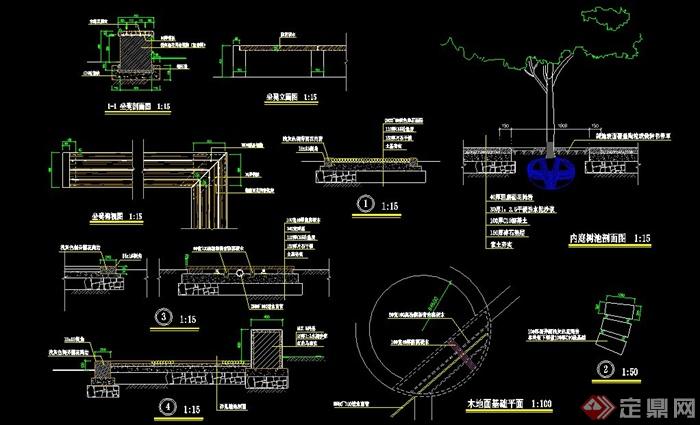 两款园林景观树池坐凳施工详图(1)