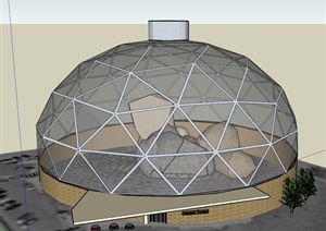 沙漠半球形建筑设计SU(草图大师)模型