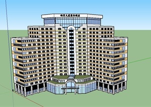 某现代高层商务酒店建筑设计SU(草图大师)模型