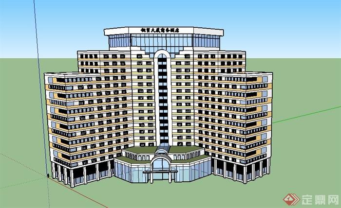 某现代高层商务酒店建筑设计SU模型(1)