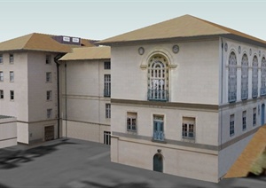 欧式风格纪念馆建筑设计SU(草图大师)模型