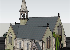 欧式风格小教堂建筑设计SU(草图大师)模型