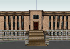 某欧式单层州议会室建筑设计SU(草图大师)模型
