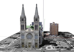 某欧式综合教堂建筑设计SU(草图大师)模型