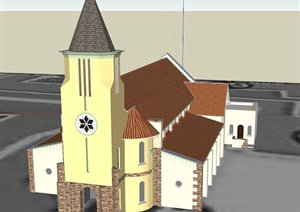 欧式小教堂建筑设计SU(草图大师)模型