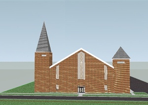 某大型单层教堂建筑设计SU(草图大师)模型