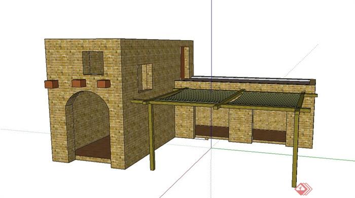 某单层农用建筑设计SU模型(2)