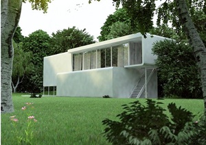现代简约别墅建筑设计3DMAX模型（含效果图）