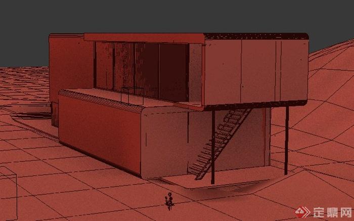 现代简约别墅建筑设计3DMAX模型（含效果图）(3)