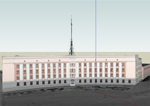 某欧式山子形教学楼建筑设计SU(草图大师)模型
