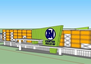 现代风格超市购物中心建筑设计SU(草图大师)模型