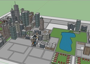 现代风格城市建设综合建筑设计SU(草图大师)模型