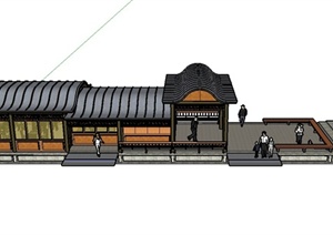 某古典中式船型茶室建筑设计SU(草图大师)模型