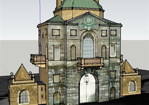 欧式风格老教堂建筑设计SU(草图大师)模型