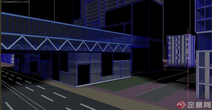 某现代办公楼下道路景观设计3DMAX模型(2)