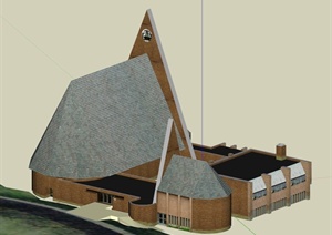 某个教堂建筑设计SU(草图大师)模型